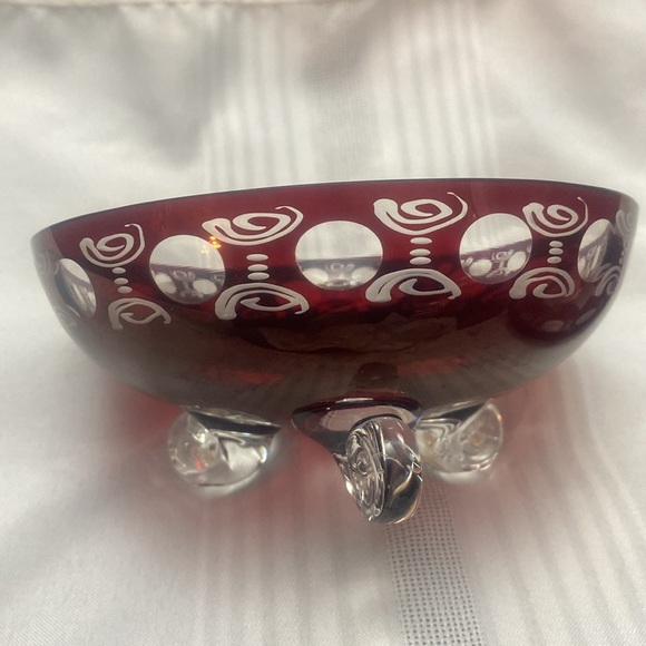 Vintage Bohemian Red Glass Cut To Clear Candy Dish
W/lid - Picture 13 of 16